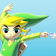 Link waves the Wind Waker in key art for The Legend of Zelda: The Wind Waker.